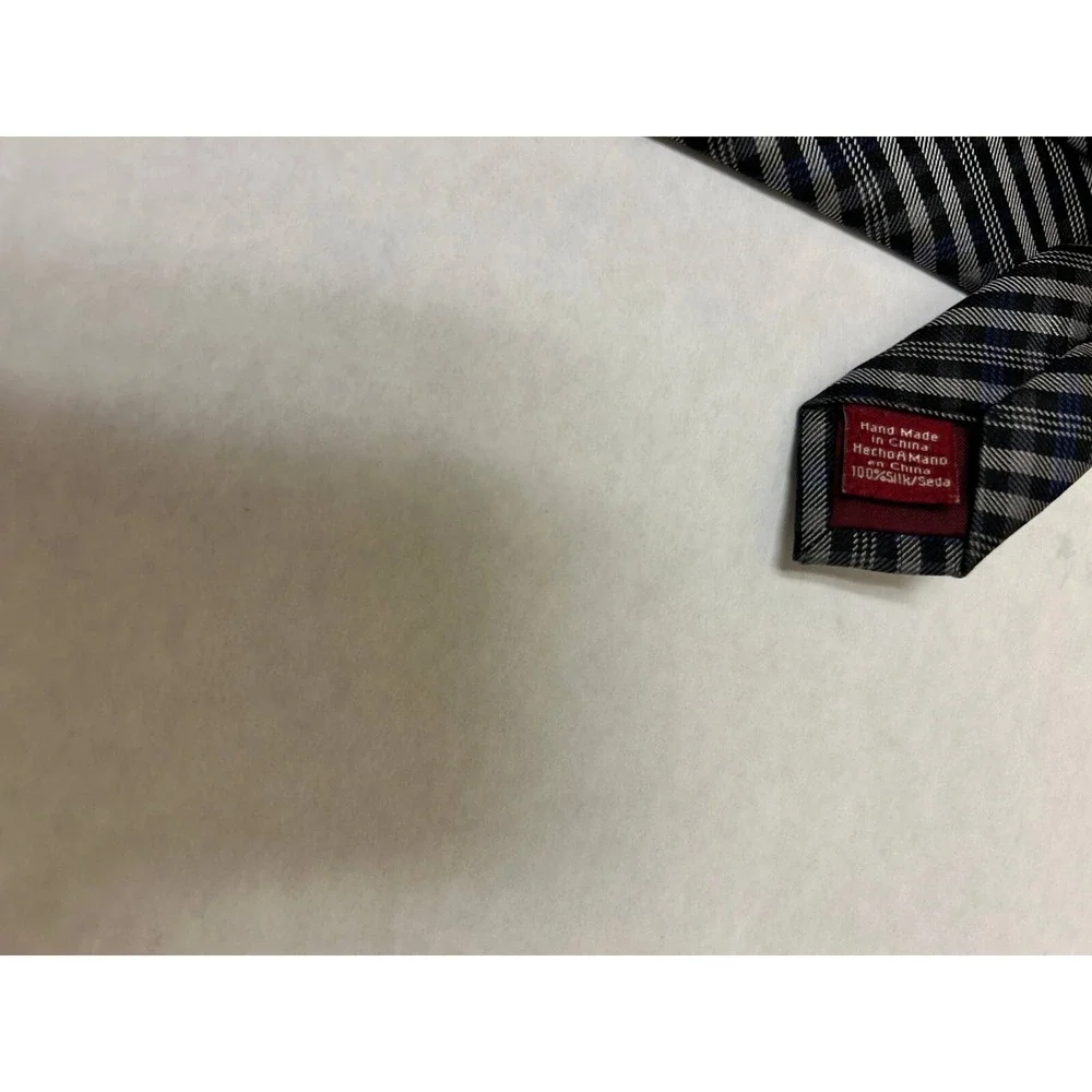 Penguin Necktie Mens One Size Multicolor Stripe Check 100% Silk Designer Classic
